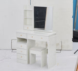 37" Middle Size Left Drawer Desktop Vanity Table Cushioned Stool, Extra Large Right sliding W3258P293194