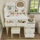 Fashion Vanity Desk with Mirror Lights for Makeup Cushioned Chair, Vanity Mirror with Lights W2699P214617