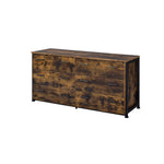 ZUN Rustic Oak and Black 6-Drawer Dresser B062P209035