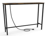 31.50"x7.87"x31.10" Console Table, MDF with Melamine Veneer & Iron Frame, with Power Outlet, Rusty 35742284