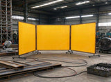 6x6 ft 3-Panel Welding Screen, Flame-Resistant Vinyl Welding Curtain with Frame & 12 Swivel Wheels 15584735