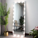 Hollywood Full Length Mirror with Lights Full Body Vanity Mirror with 3 Color Modes Lighted Standing W70832319