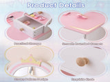 White and pink crown element, MDF particleboard solid wood legs, painted and melamine laminated, 72068757