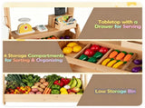 2-in-1 Kids Outdoor Mud Kitchen & Farmers Market Stand, Carbonized Fir Wood Pretend Grocery Store 38364671