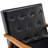 (75 x 69 x 84)cm Retro Modern Wooden Single Chair,Black PU 19517530