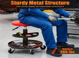 Red Rolling Mechanic Stool with 2-Tier Tool Storage Trays, PU Leather Pneumatic Height 80411664