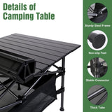 Folding Camp Table with Large Storage and Carrying Bags, for Indoor, Outdoor, Picnic, Party, 37"x 34227674