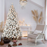 Artificial 8ft Flock LED-lit Christmas Tree with 1460PVC Mixed Branch Tips,Hinged Premium & Foldable 27647635