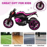 ZUN 12V Three-wheel Ride On Motorcycle, Kids Electric Motorbike with Horns, LED Lights, Gift for Kids W2181P196001