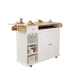 ZUN 44 Inch Kitchen Island Cart with Solid Wood Top, Wine Storage, Spice Rack, Towel Rack, Wine Glass W1801P175943