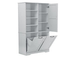 Bathroom Storage Cabinet with Doors and Drawers, Tilt-Out Laundry Hamper, Multiple Storage Space, 36301140
