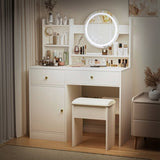 Fashion Vanity Desk with Mirror Lights for Makeup Cushioned Chair, Vanity Mirror with Lights 50220138