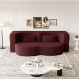 Modern Floor Sofa with 2 Pillows,Convertible Teddy Fabric Foam-Filled Sleeper Sofa Bed,15" Full Size W1885P308173