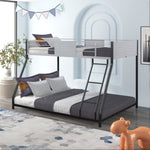 ZUN Metal Twin over Full Bunk Bed/ Heavy-duty Sturdy Metal/ Noise Reduced/ Safety Vent Board Guardrail/ W427P154966