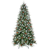 Artificial 4ft Green Christmas Tree with 747PE/PVC Mixed Branch Tips,Red fruit and Pine cone,Hinged 79950502