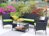 4 PC Rattan Patio Furniture Set Outdoor Patio Cushioned Seat Wicker Sofa W20985038