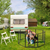 ZUN Dog Playpen Pet Dog Fence, 32" Height 8 Panels Metal Dog Pen, Outdoor Exercise Pen with Door for RV, 30119568