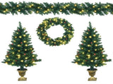 4 Pieces Christmas Decoration Set with Garland Wreath and Entrance Trees 60546859