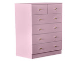 25.98"*15.75"*43.7" 5-Tier 6-Drawer Cabinet Drawer Dresser with Gold Handles Macaron Pink 89911285