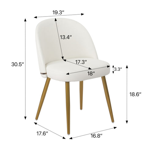 ZUN Hengming PU dining chair, metal leg without armrest, suitable for dining room, living room, W212P180126