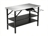 Foldable Outdoor Grill Prep Table with Stainless Steel Tabletop, Galvanized Steel Frame Multi 23873836