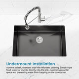 Kitchen Sink, 33x19 Single Bowl, Undermount Handmade Sink in Black, with US Standard Drain and 79740916