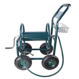 ZUN Garden Hose Reel Cart - 4 Wheels Portable Garden Hose Reel Cart with Storage Basket Rust Resistant W227126838