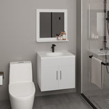 Blake Bathroom Mirror Cabinet with Two Interior Shelves, Wall-Mounted Storage White B070P316863