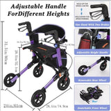 Rollator Walker for Seniors, Lightweight Foldable All Terrain Rolling Walker with seat, Aluminum T3815P363147