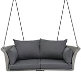 GO 51.9" 2-Person Hanging Seat, Rattan Woven Swing Chair, Porch Swing With Ropes, Gray Wicker And WF531575AAA