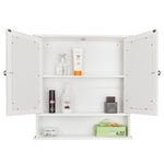 ZUN Double Door Mirror Indoor Bathroom Wall Mounted Cabinet Shelf White 06193321