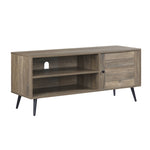 ZUN Rustic Oak and Black TV Stand with Open Shelving B062P185676