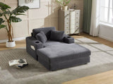 Corduroy Upholstered Chaise Lounge Sofa,Magazine bag,Detachable Cushions Deep Seat for Living W2120P322753