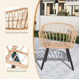 5 Piece Patio Bistro Set with Ottoman, Outdoor Wicker Apartment Balcony Furniture Sets, Rattan Table T2712P305913