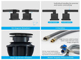 Matte Black Widespread Bathroom Faucet, Waterfall Bathroom Faucets for Sink 3 Hole, 2-Handles Modern T3177P277508