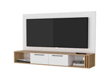 White and Natural Oak Entertainment Center Multistorage and Cable Management B062P290235