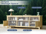 Entertainment Center TV Stand with 4 Open Cubbies & 2 Fluted Hinged Storage Doors, Adjustable Inner 90375918