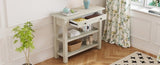 ZUN TREXM Retro Console Table with Drawer and Two Sturdy Shelves for Entryway, Living Room N715P195561E