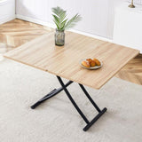 Modern minimalist multifunctional lift table with 0.8-inch MFC tabletop and black metal legs, can be W1151P149702