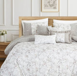 HIG 7 PCS Botanical Leaves Printed Comforter Set Embroidered Bed in a Bag 12330683