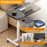 Mobile Standing Desk, Height Adjustable Rolling Laptop Table, 90 Tiltable Overbed Bedside Table, 27900793