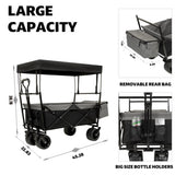 480Lbs Collapsible Wagon with Canopy,Wagon Stroller with 7" All-Terrain Wheels, Lightweight Foldable 28469453