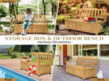Outdoor Wooden Storage Bench, Large Deck Box with Seating & Armrest, Patio Organizer Loveseat for 55255892