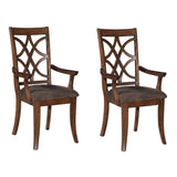 Brown and Dark Walnut Cross Back Arm Chairs B062P182698