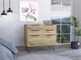 Light Dresser 35"H, Three Drawers, Superior Top, Hairpin Legs, Light Oak B097132921