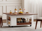 27.6'' Modern Multi-Function Coffee Table/Side Table with Foldable Top & Casters, Multi-tier N735P328521D