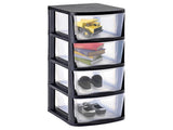 Plastic Storage Tower with 4 Cubby Shelves, Black, up to 60 lbs 58579388