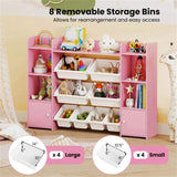 Pink Multi-Functional Kids Storage Shelf - Toy OrganizerBookcase, 56"x12"x39", Anti-Toppling, 35588897
