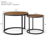 Set of 2 Coffee Table Nesting Side Round End Table Top Sturdy Metal Frame Desk Centerpiece Living 80440932