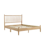 Mid-Century Modern Design Queen Platform Bed 1pc Natural Finish Wooden Bedroom Furniture Vertical B011P233932